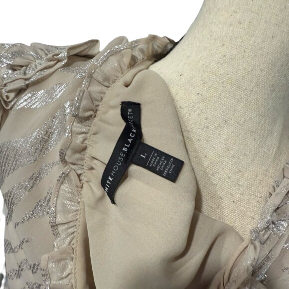 White House Black Market Black & Silver Metallic V-Neck Sweater Size XS - Picture 4 of 4